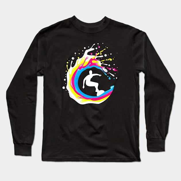 colorful surfing Long Sleeve T-Shirt by graphicganga